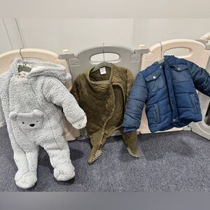 Boys jackets age 6-12 months. Brand include Gap, Hanna Anderson and Ben Sherman.